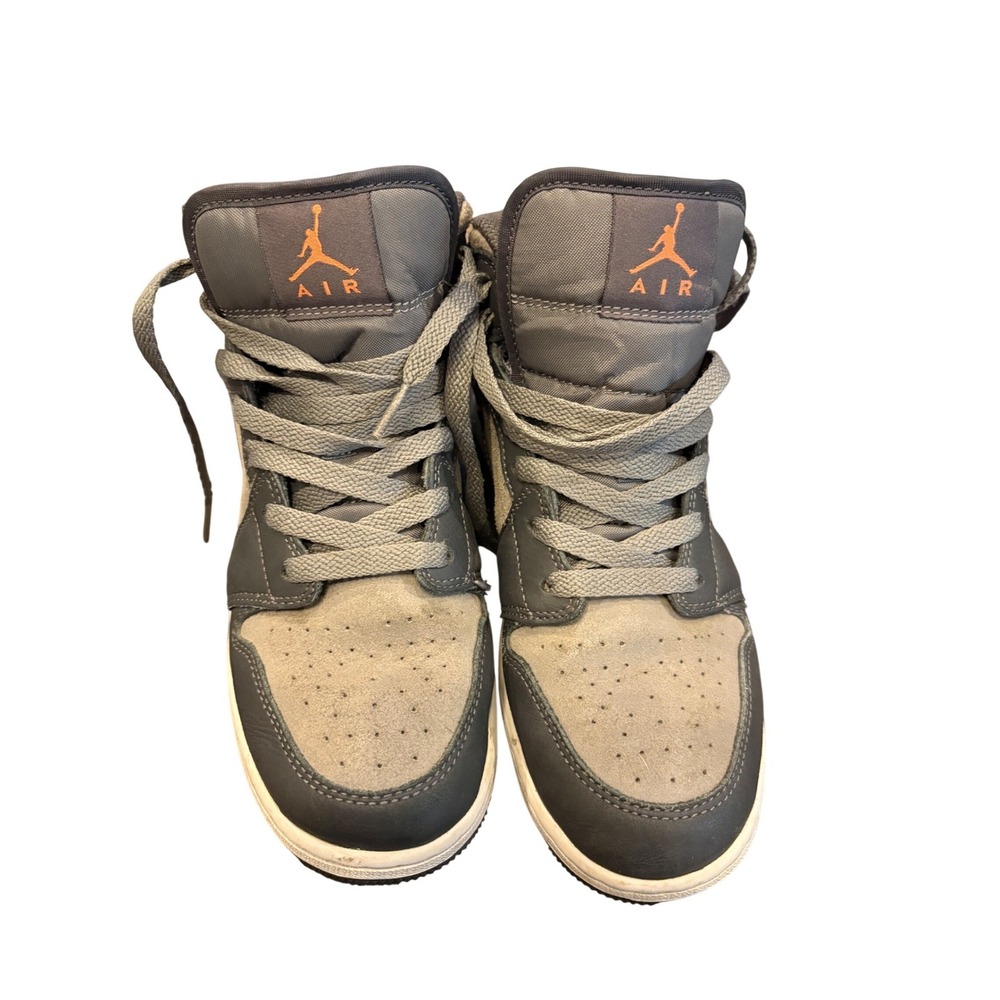 Air Jordan 1 Mid SE Night Stadium GS 7Y Gray Black FQ8341-017 Sneakers - Picture 6 of 8